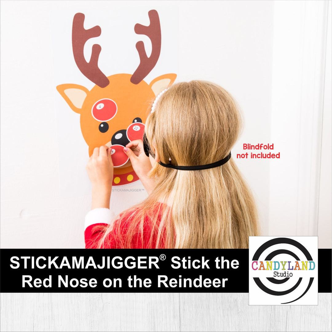 Stick the Red Nose on the Reindeer Stickamajigger Poster Game + Numbered Noses