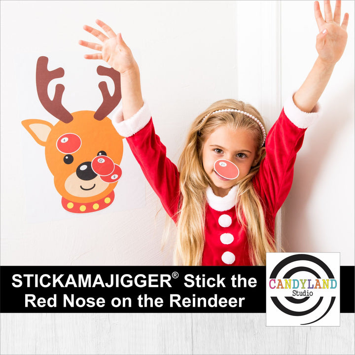 Stick the Red Nose on the Reindeer Stickamajigger Poster Game + Numbered Noses