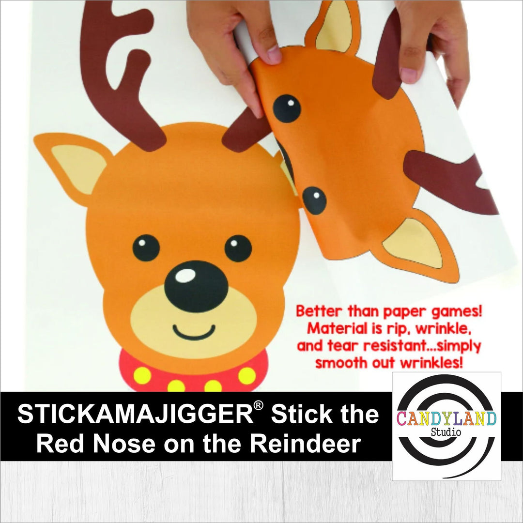 Stick the Red Nose on the Reindeer Stickamajigger Poster Game + Numbered Noses