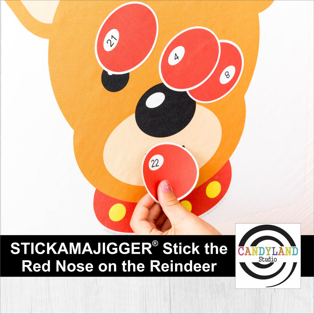 Stick the Red Nose on the Reindeer Stickamajigger Poster Game + Numbered Noses