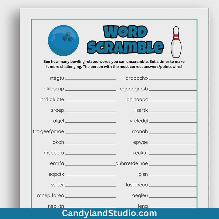 Bowling Word Scramble Game