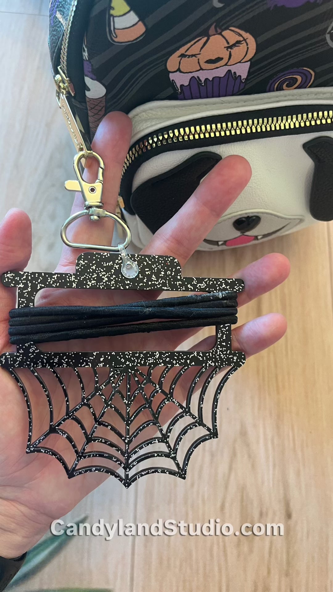 Spider Web Hair Tie Holder SVG | Halloween Laser Cut Bag Tag &amp; Keychain File