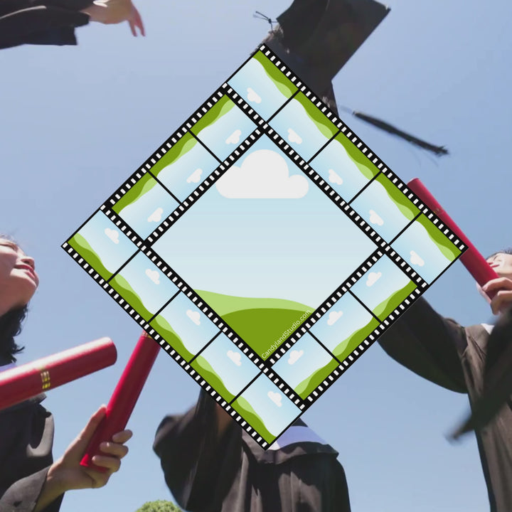 Graduation Cap Topper Template for Canva | 9x9 Filmstrip