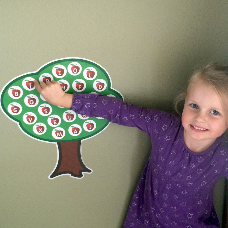 Restickable Alphabet Apple Tree Literacy Poster Game