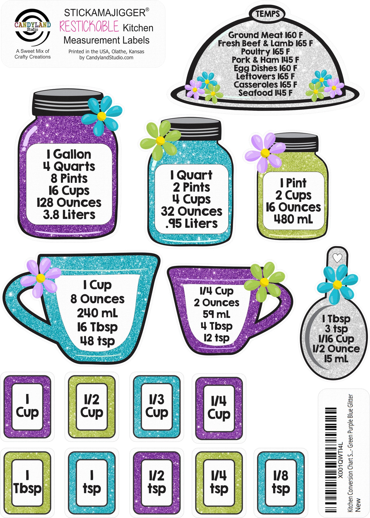 Mason Jar, Measurement Conversion Chart. 