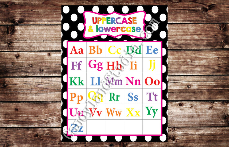 Black Printable Educational Alphabet Chart - PDF JPG