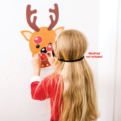 STICKAMAJIGGER™ Poster Game - Stick the Red Nose on the Reindeer. Blindfold not included.
