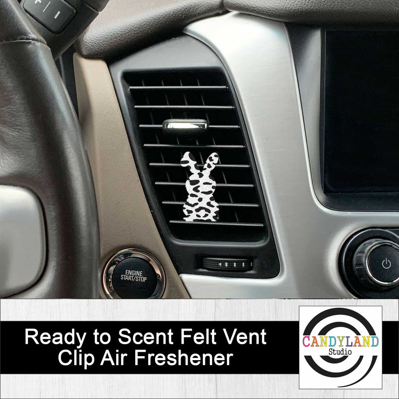 Pastel Black Leopard Easter Bunny Felt Car Vent Air Freshener