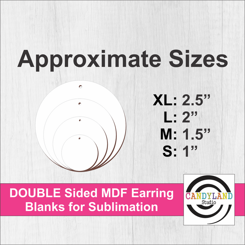 Circle Shape Earring Blanks - Double Sided MDF