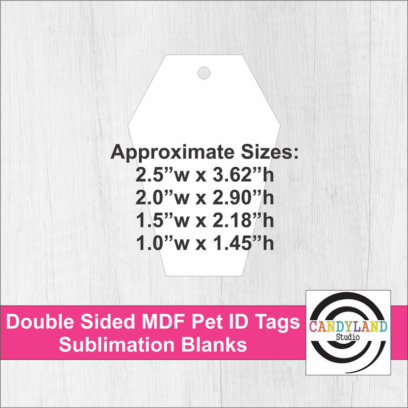 Coffin Shape Pet ID Tags - Double Sided