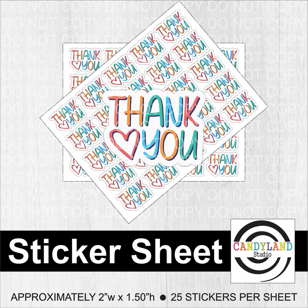 Colorful Thank You Sticker Sheet