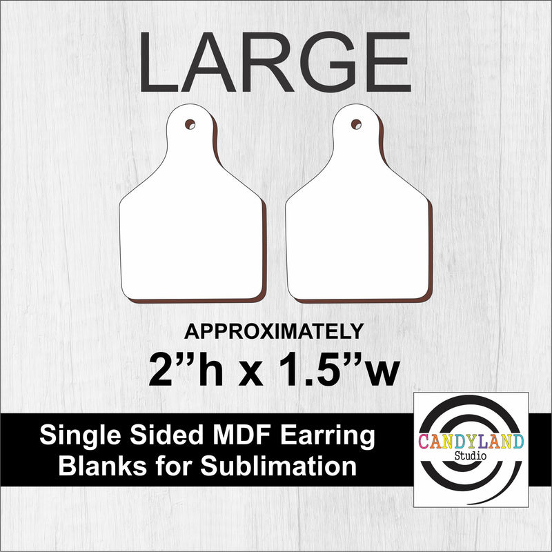 Cow Tag Earring Blanks - Single Sided MDF