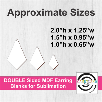 Elongated Diamond Earring Blanks - Double Sided MDF