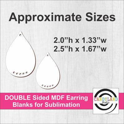 Fat Teardrop Earring Blanks - 5 Holes for Beads Double Sided MDF