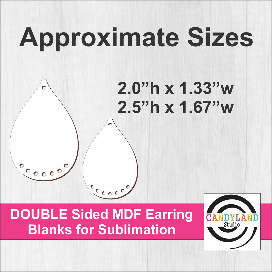Fat Teardrop Earring Blanks - 7 Holes for Beads Double Sided MDF