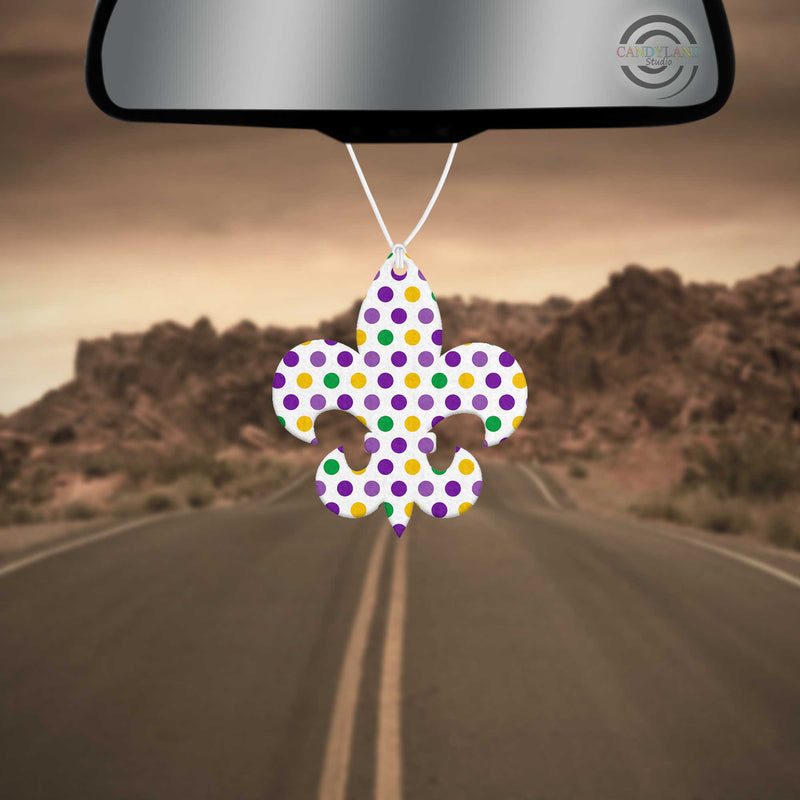 Polka Dot Fleur De Lis Mardi Gras Felt Air Freshener