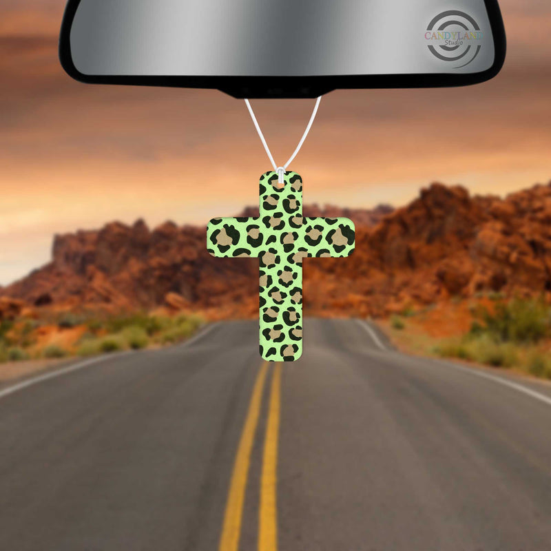 Brown Leopard Cross Felt Air Freshener