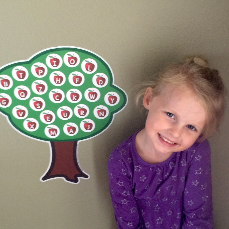Restickable Alphabet Apple Tree Literacy Poster Game