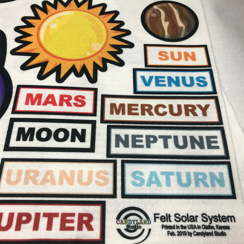 Solar System Felt Set + Vocabulary by Candyland Studio