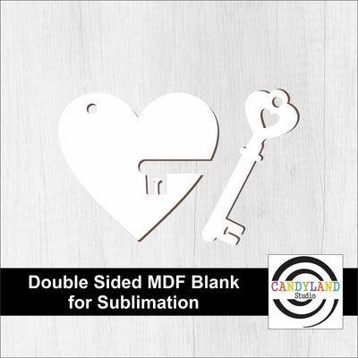 Heart + Key MDF Blanks - Double Sided