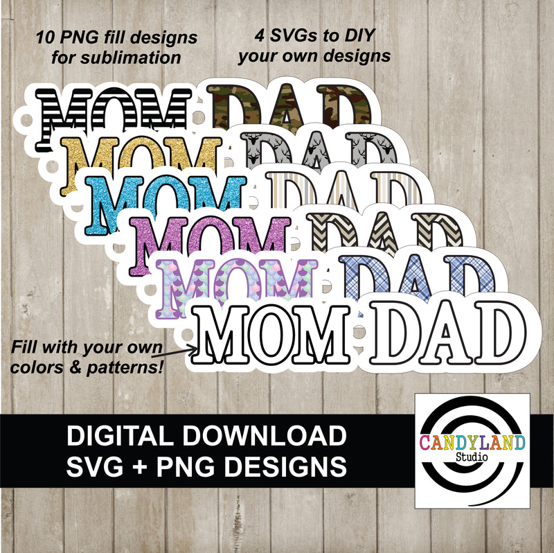 MOM & DAD Keychain Digital Design Bundle