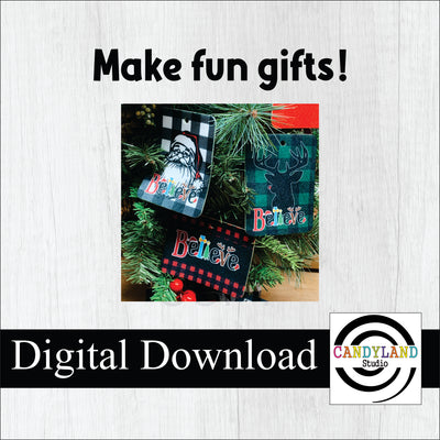 Santa + Red Nose Reindeer Believe + Monogram Digital Bundle