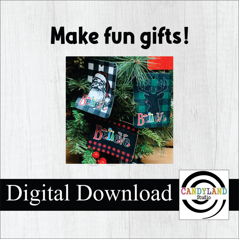 Santa + Red Nose Reindeer Believe + Monogram Digital Bundle