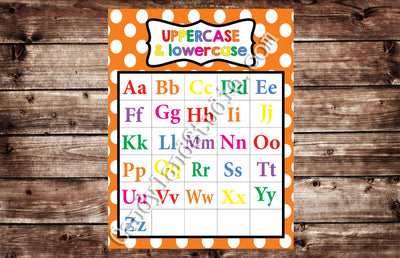 Orange Printable Educational Alphabet Chart - PDF JPG