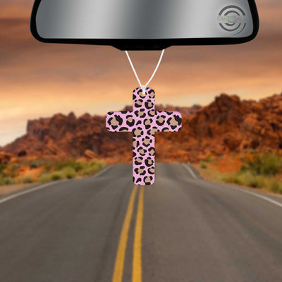 Brown Leopard Cross Felt Air Freshener