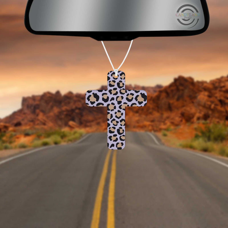 Brown Leopard Cross Felt Air Freshener