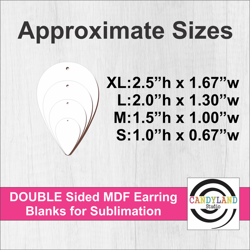Reverse Upside Down Teardrop Earring Blanks - Double Sided MDF