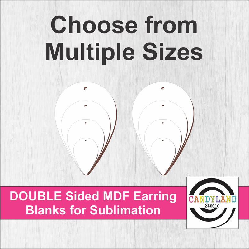 Reverse Upside Down Teardrop Earring Blanks - Double Sided MDF