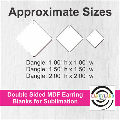 Rounded Diamond Earring Blanks - Double Sided MDF