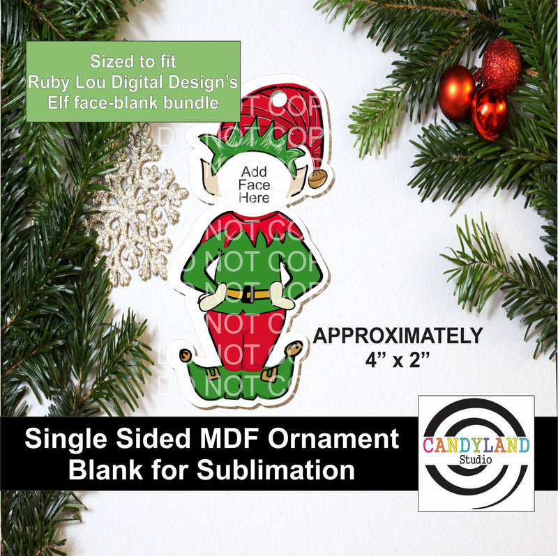 Cute Elf Face Ornament MDF Blanks - Single Sided