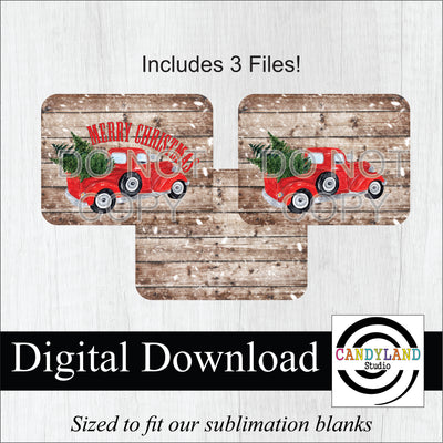 Rustic Red Truck Christmas Tree - Horizontal Rectangle