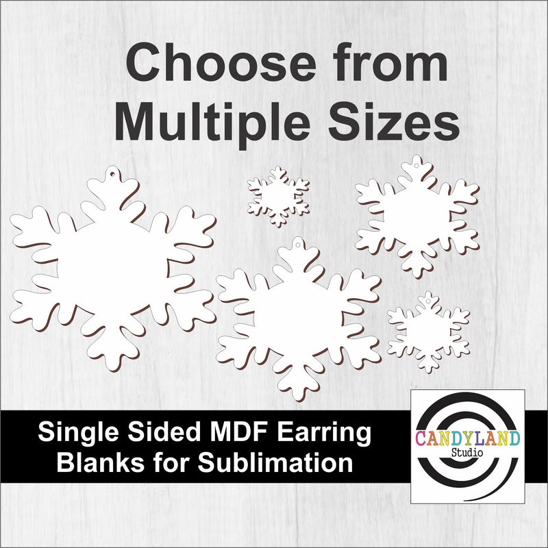Snowflake Earring Blanks - Single Sided MDF
