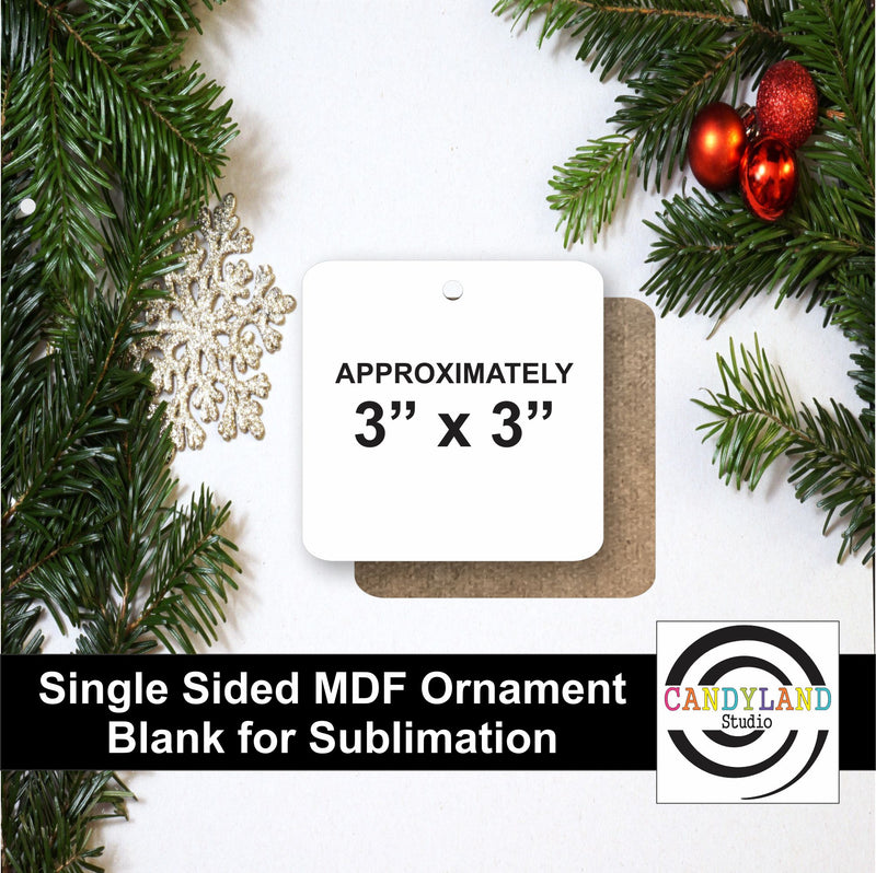 3" Square Ornament MDF Blanks - Single Sided