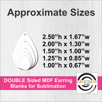 Teardrop Earring Blanks - Double Sided MDF