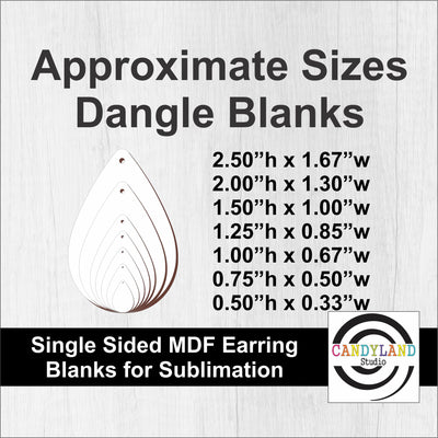 Teardrop Earring Blanks - Single Sided MDF