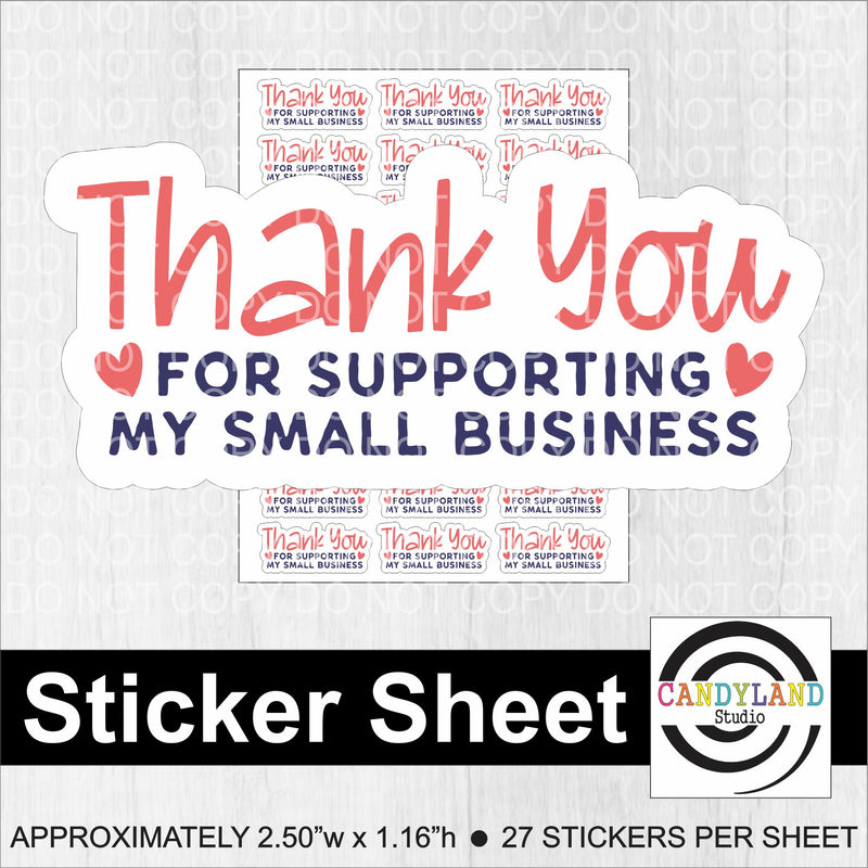Thank You for Supporting My Small Business Sticker Sheet