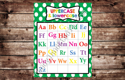 Green Printable Educational Alphabet Chart - PDF JPG