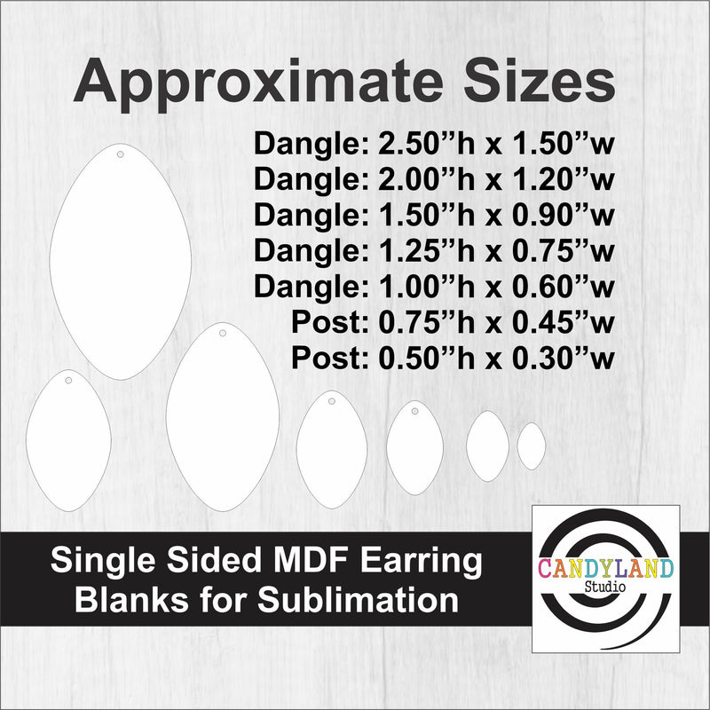 Football Earring Blanks - Single Sided MDF