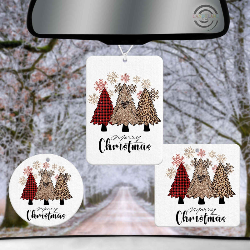 Unscented Leopard Plaid Merry Christmas Felt Air Freshener