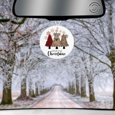 Unscented Leopard Plaid Merry Christmas Felt Air Freshener
