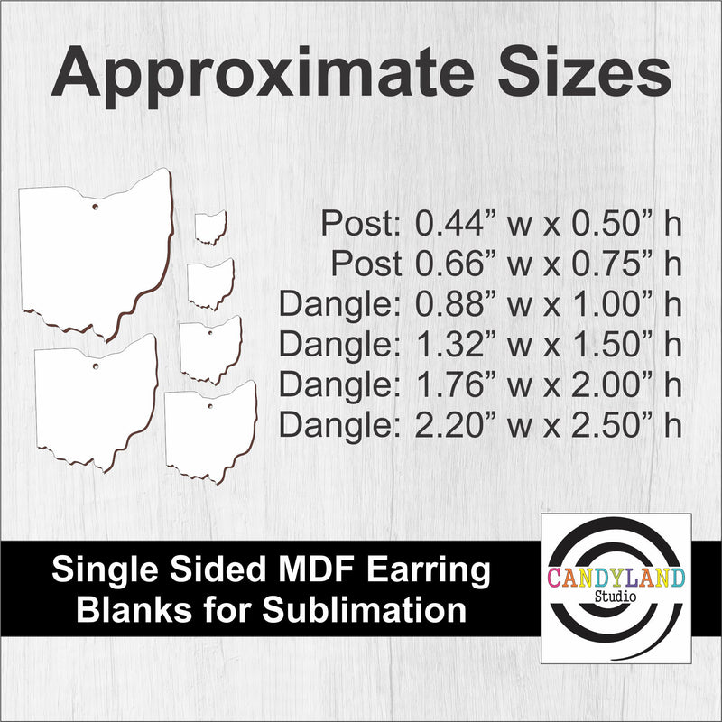 Ohio State Shape Earring Single Sided  Sublimation Blanks