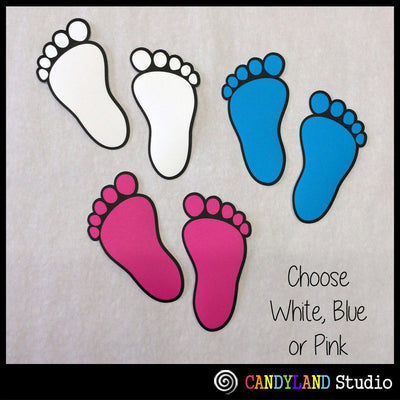 Peel & stick footprints come in 3 colors - pink, blue, white