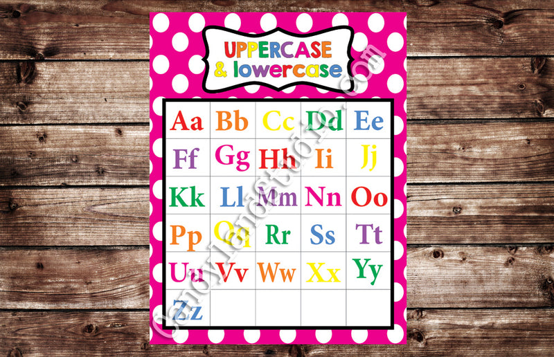 Pink Printable Educational Alphabet Chart - PDF JPG