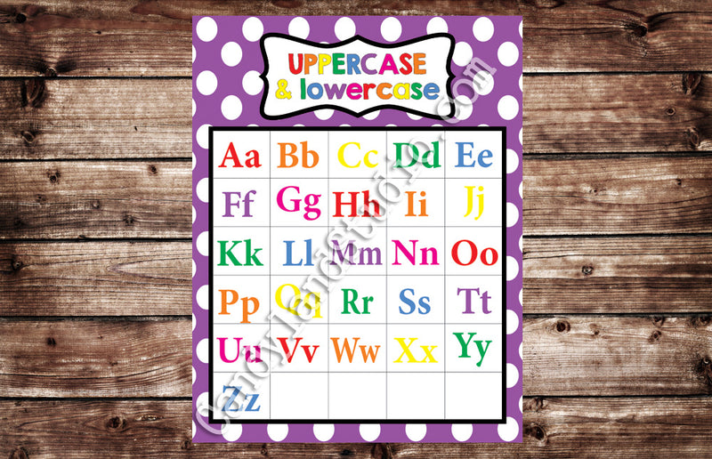 Purple Printable Educational Alphabet Chart - PDF JPG